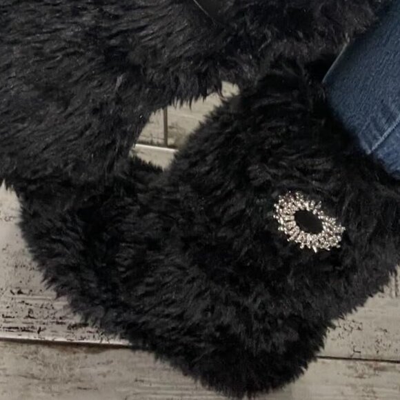 Faux Fur Winter Black Boots - Picture 2 of 7